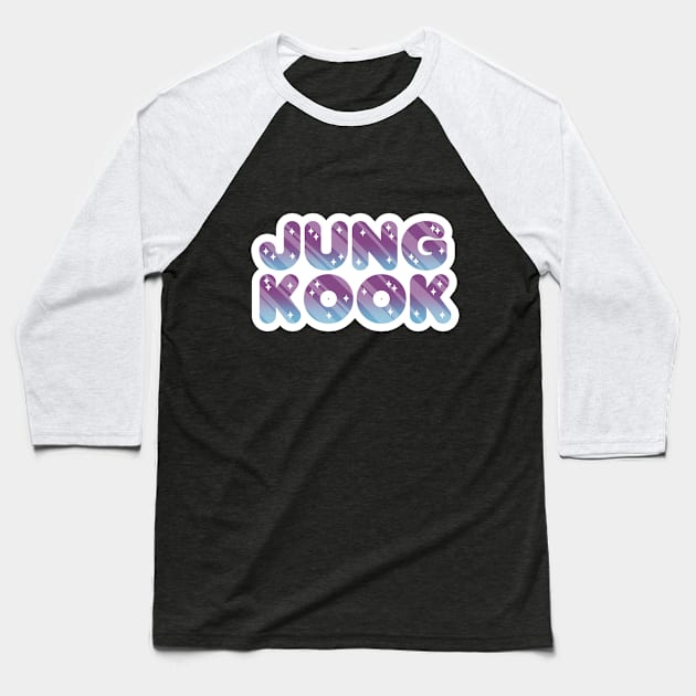 BTS Jeon Jungkook name sparkling typography Morcaworks Baseball T-Shirt by Oricca